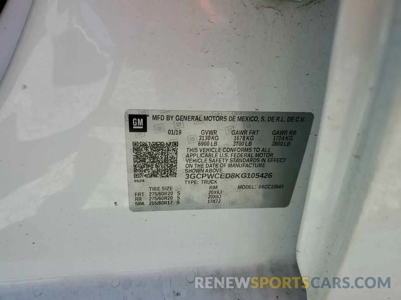 14 Photograph of a damaged car 3GCPWCED8KG105426 CHEVROLET ALL Models 2019