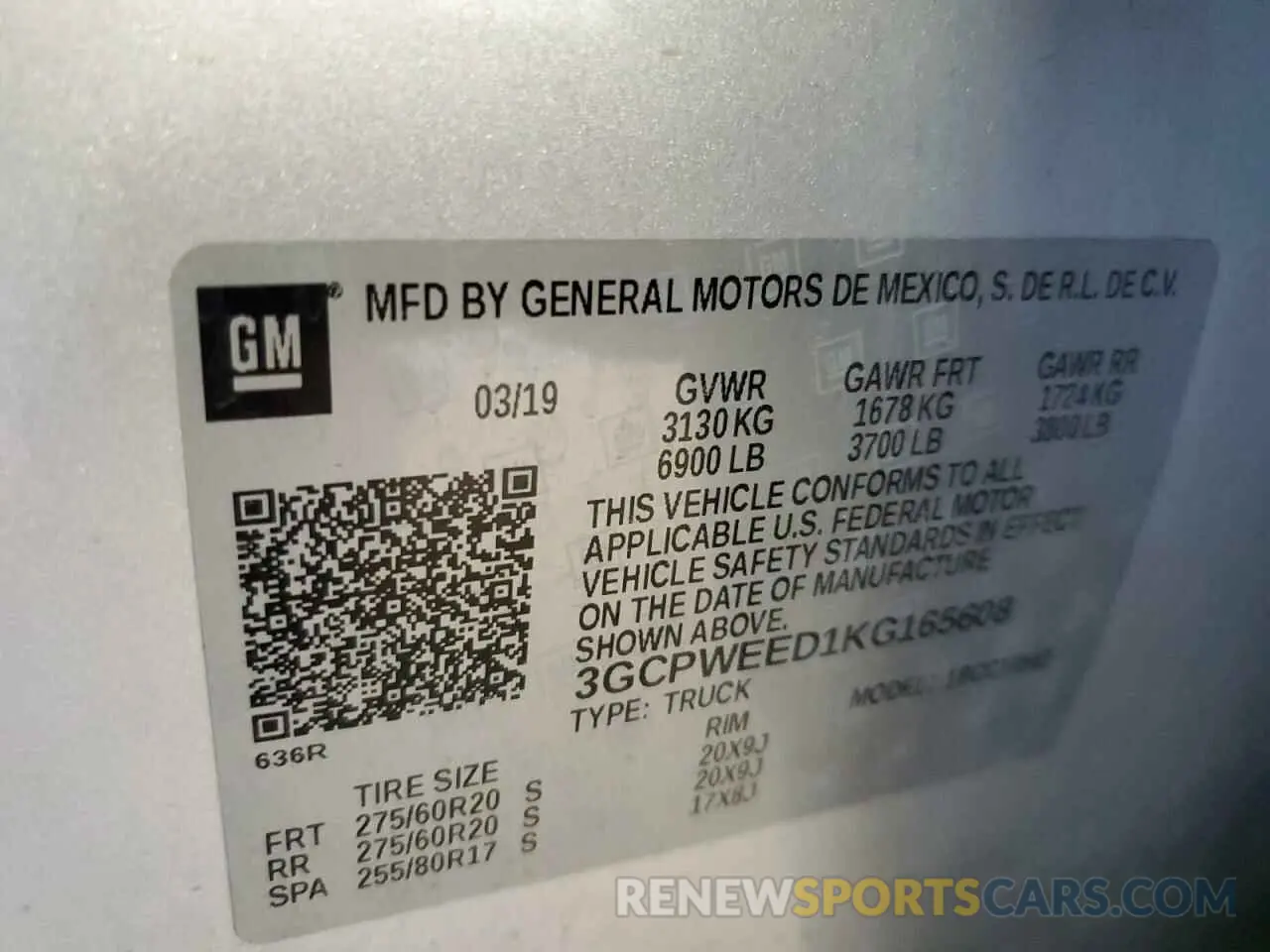 12 Photograph of a damaged car 3GCPWEED1KG165608 CHEVROLET ALL Models 2019