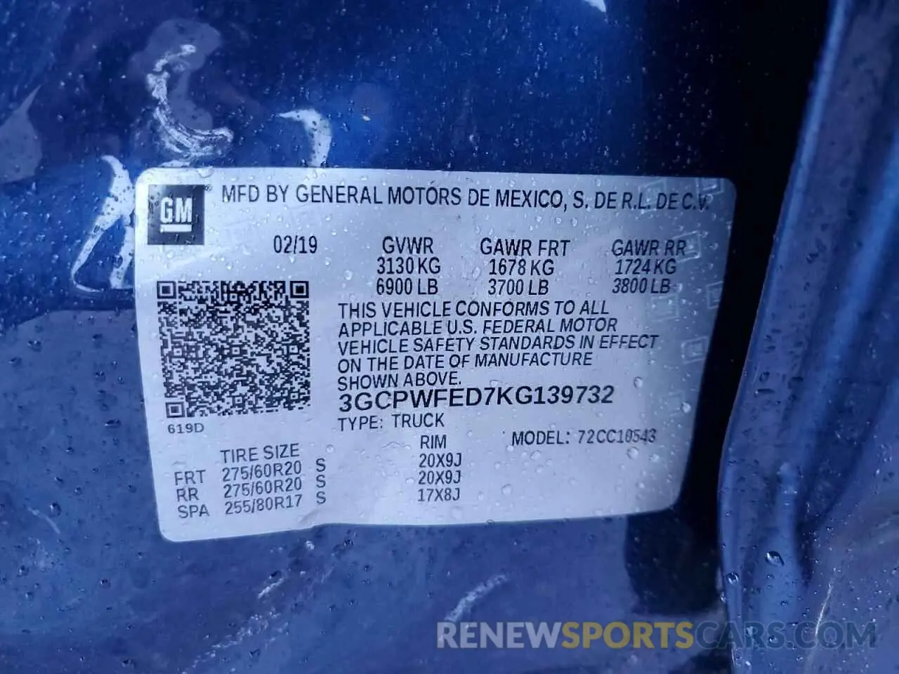 13 Photograph of a damaged car 3GCPWFED7KG139732 CHEVROLET ALL Models 2019