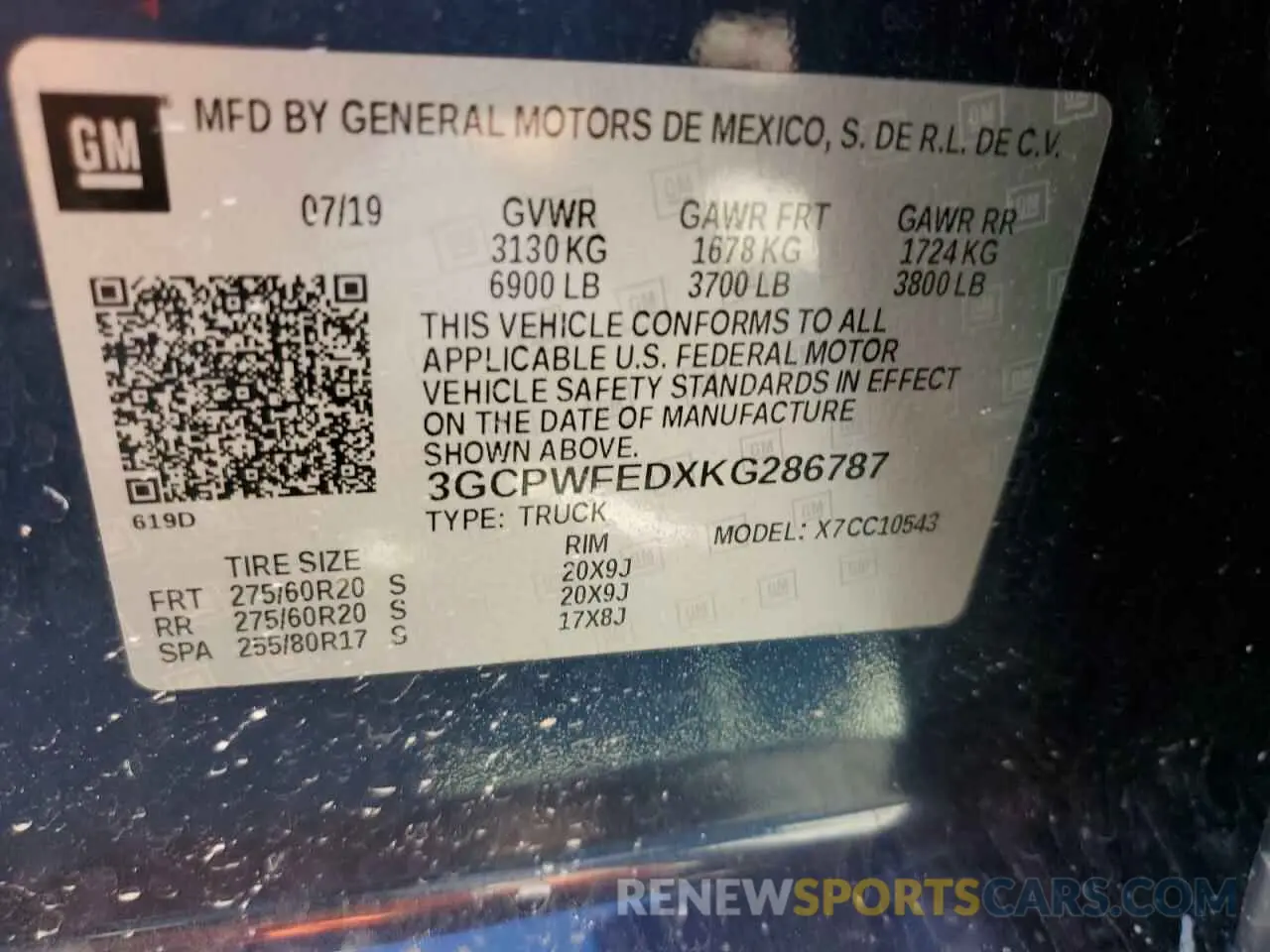 12 Photograph of a damaged car 3GCPWFEDXKG286787 CHEVROLET ALL Models 2019