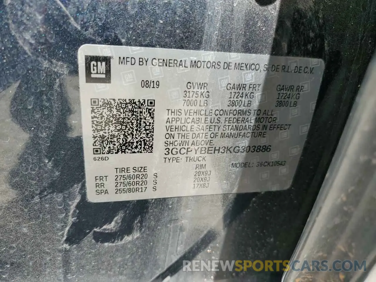 13 Photograph of a damaged car 3GCPYBEH3KG303886 CHEVROLET ALL Models 2019