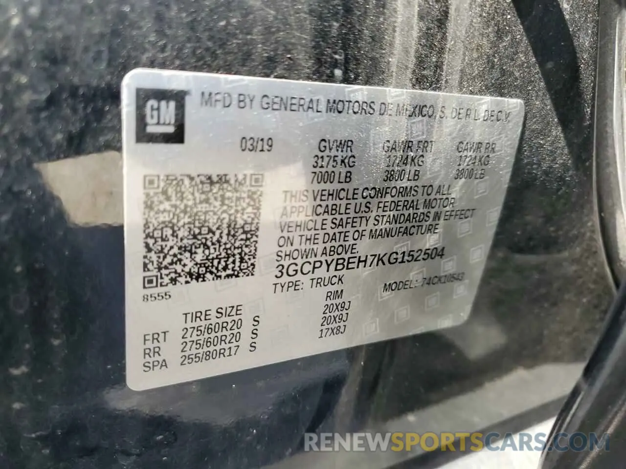 12 Photograph of a damaged car 3GCPYBEH7KG152504 CHEVROLET ALL Models 2019