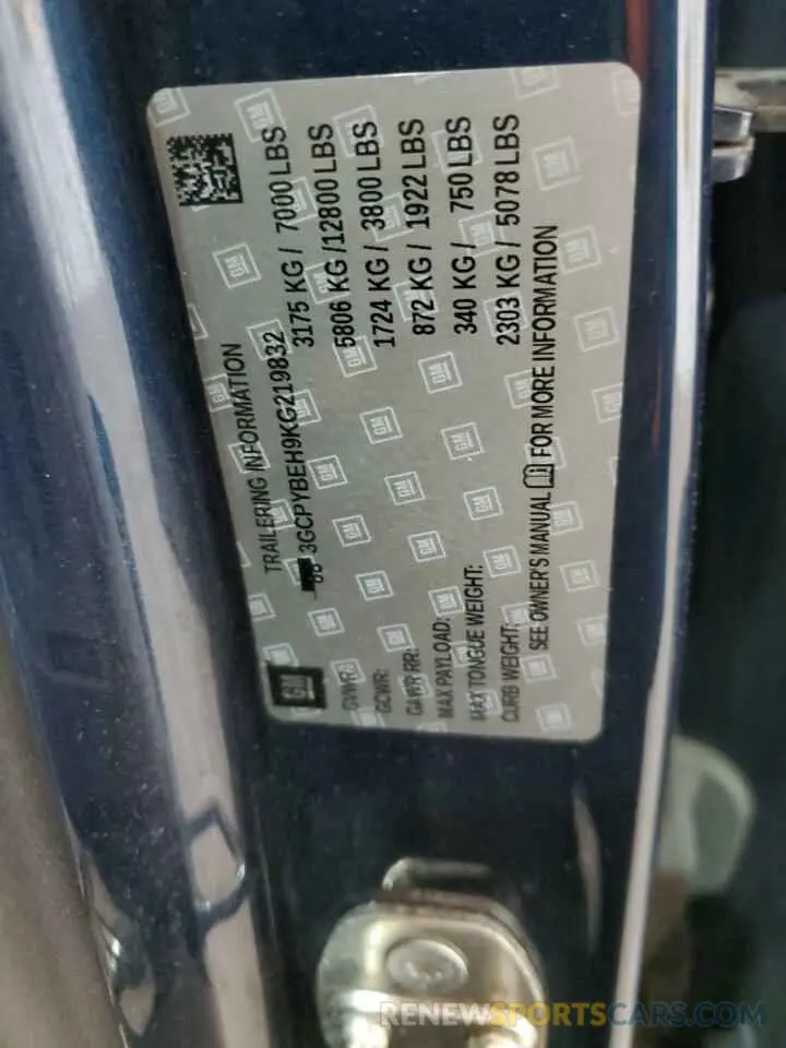 12 Photograph of a damaged car 3GCPYBEH9KG219832 CHEVROLET ALL Models 2019