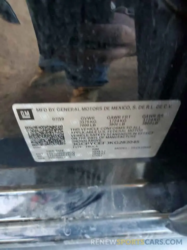 12 Photograph of a damaged car 3GCPYCEF3KG283045 CHEVROLET ALL Models 2019