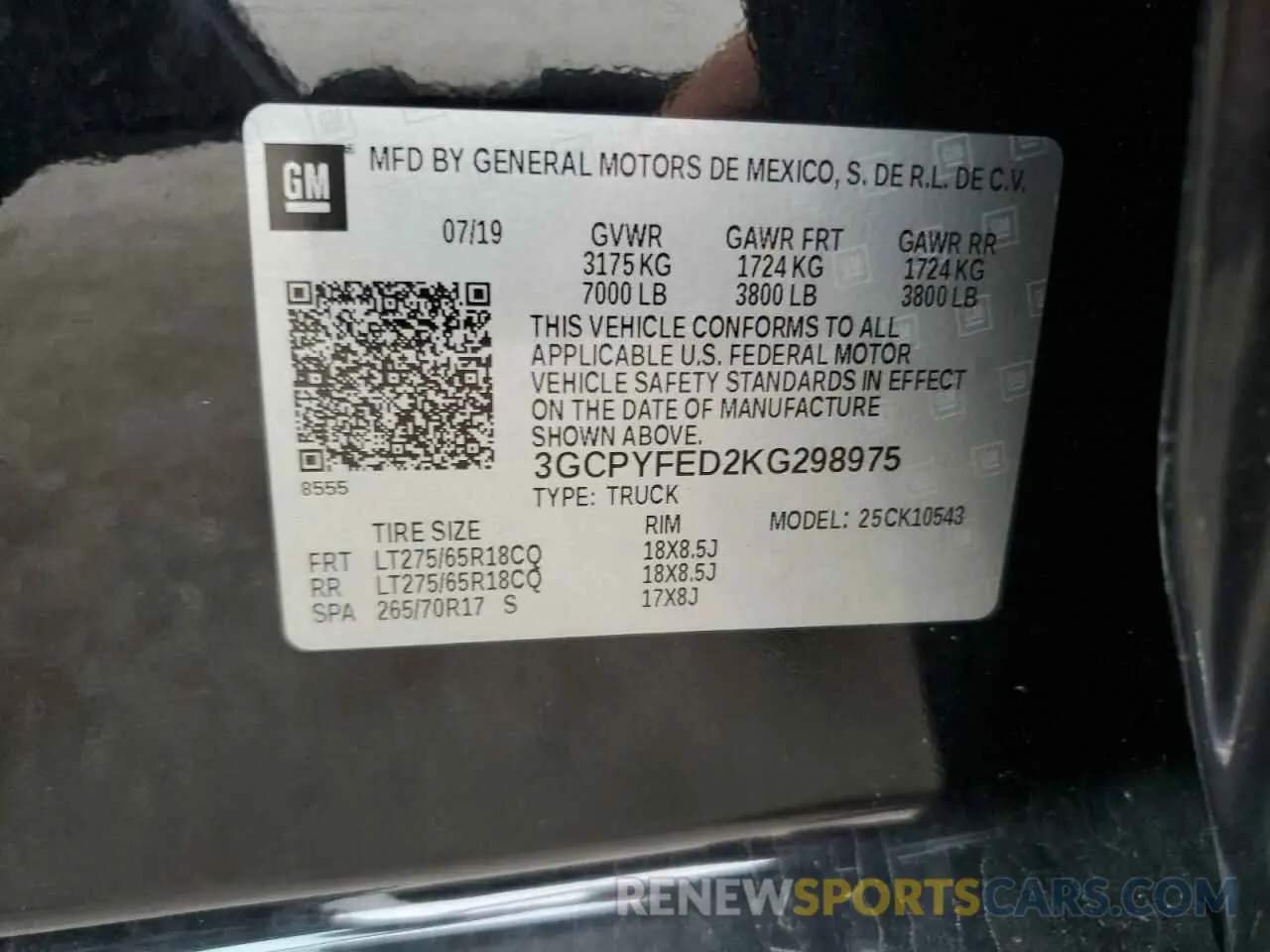 14 Photograph of a damaged car 3GCPYFED2KG298975 CHEVROLET ALL Models 2019
