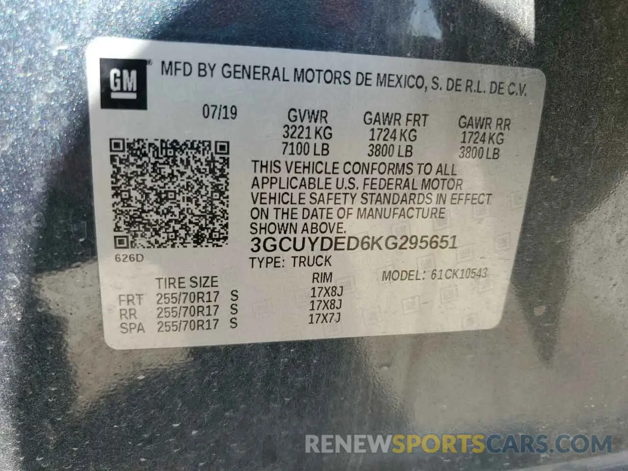 12 Photograph of a damaged car 3GCUYDED6KG295651 CHEVROLET ALL Models 2019