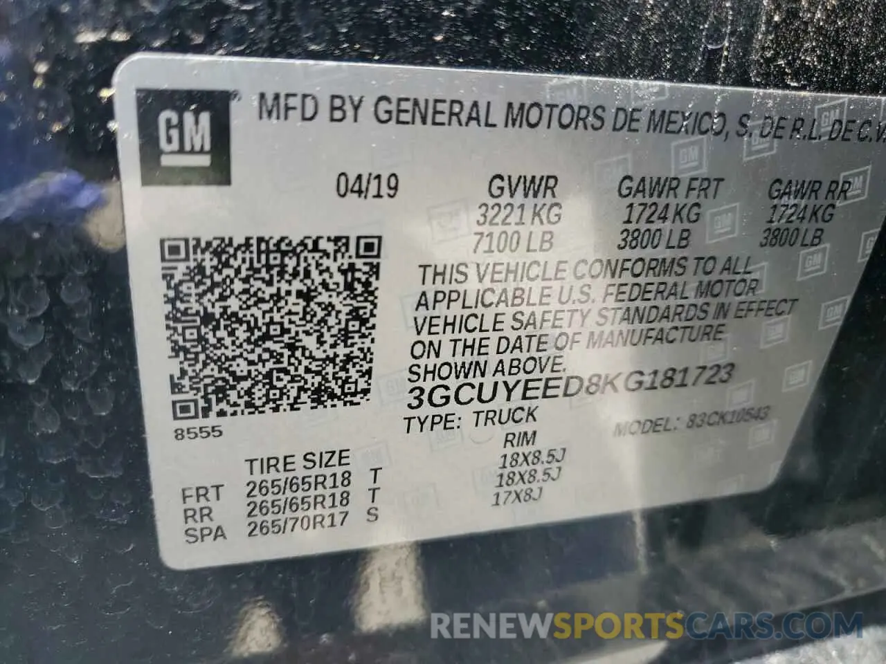 12 Photograph of a damaged car 3GCUYEED8KG181723 CHEVROLET ALL Models 2019