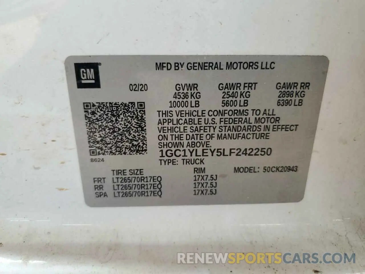 12 Photograph of a damaged car 1GC1YLEY5LF242250 CHEVROLET ALL Models 2020