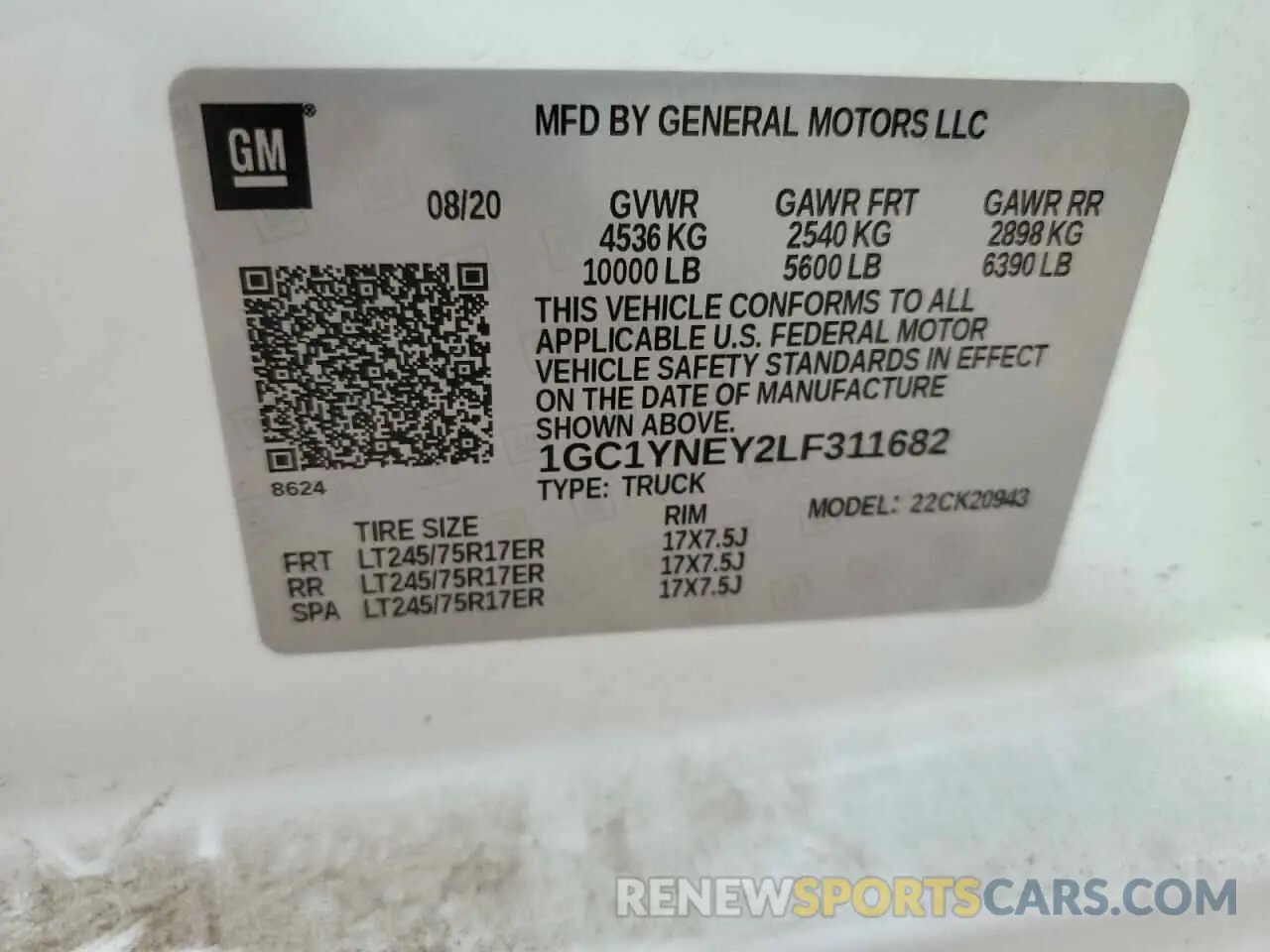 12 Photograph of a damaged car 1GC1YNEY2LF311682 CHEVROLET ALL Models 2020