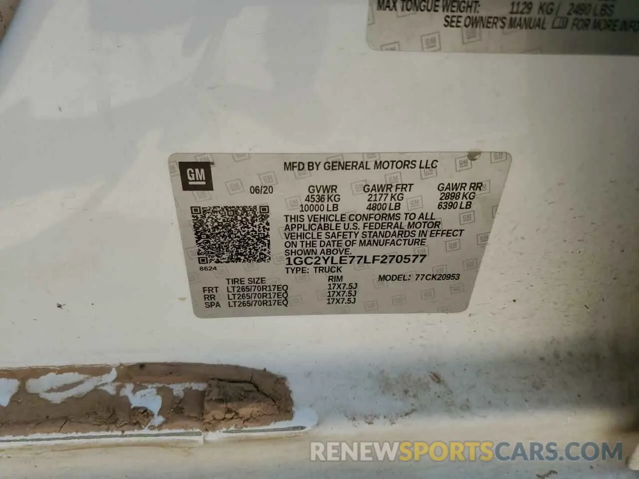 13 Photograph of a damaged car 1GC2YLE77LF270577 CHEVROLET ALL Models 2020
