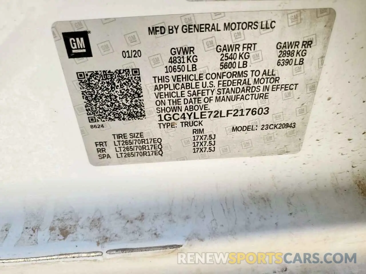 13 Photograph of a damaged car 1GC4YLE72LF217603 CHEVROLET ALL Models 2020