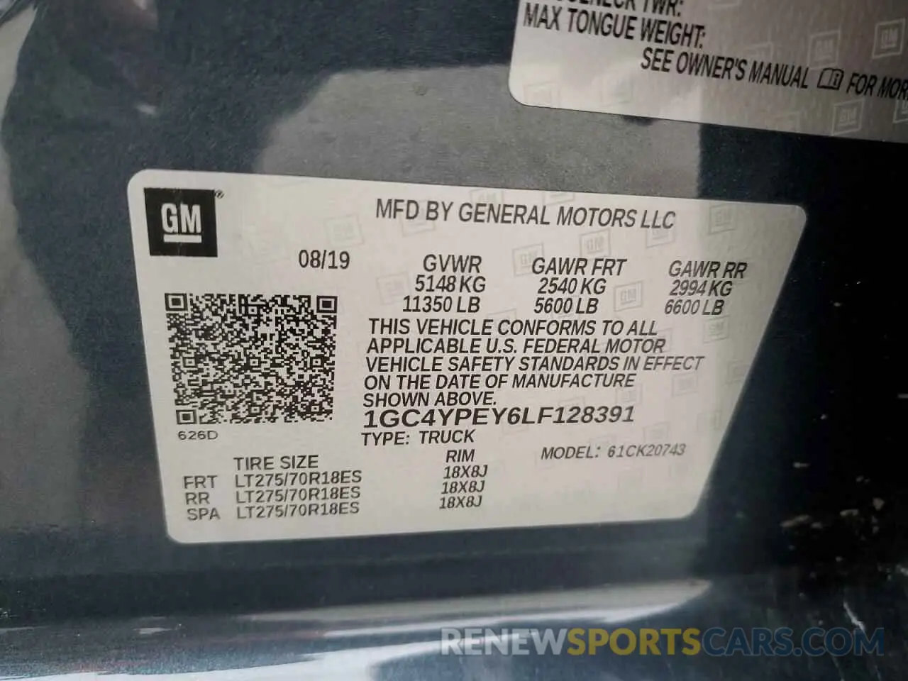 12 Photograph of a damaged car 1GC4YPEY6LF128391 CHEVROLET ALL Models 2020