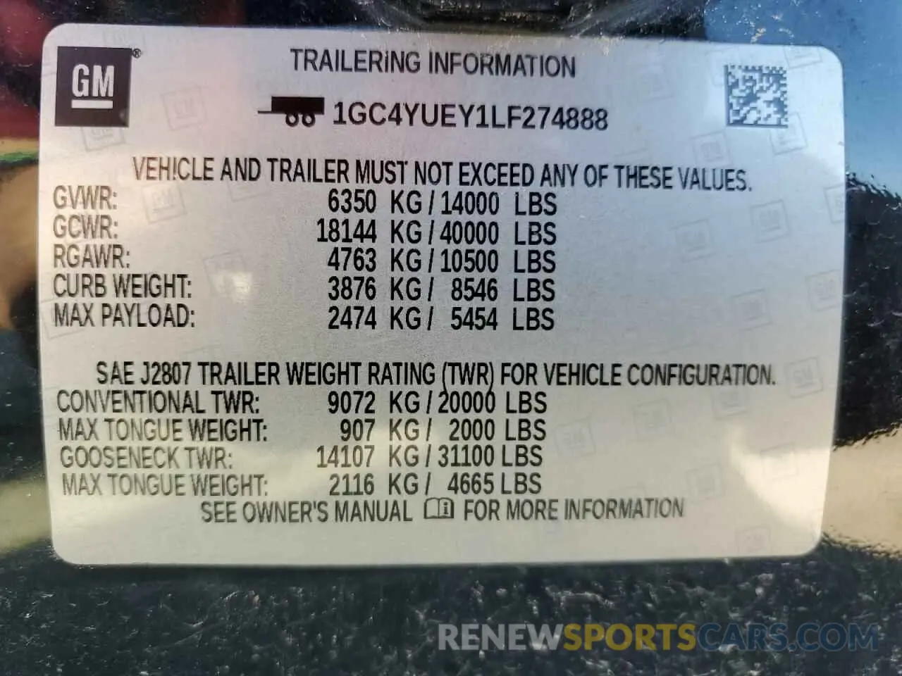 14 Photograph of a damaged car 1GC4YUEY1LF274888 CHEVROLET ALL Models 2020
