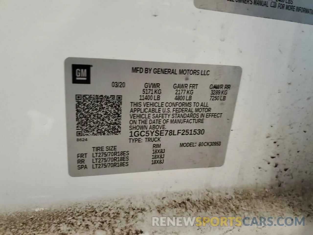 12 Photograph of a damaged car 1GC5YSE78LF251530 CHEVROLET ALL Models 2020