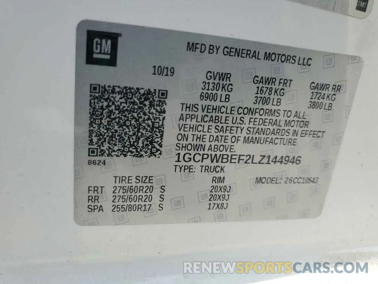 14 Photograph of a damaged car 1GCPWBEF2LZ144946 CHEVROLET ALL Models 2020