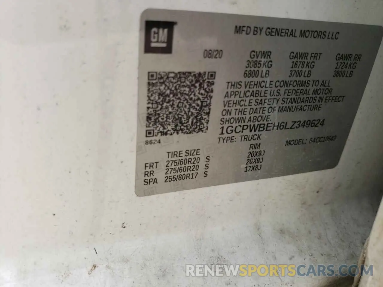 12 Photograph of a damaged car 1GCPWBEH6LZ349624 CHEVROLET ALL Models 2020