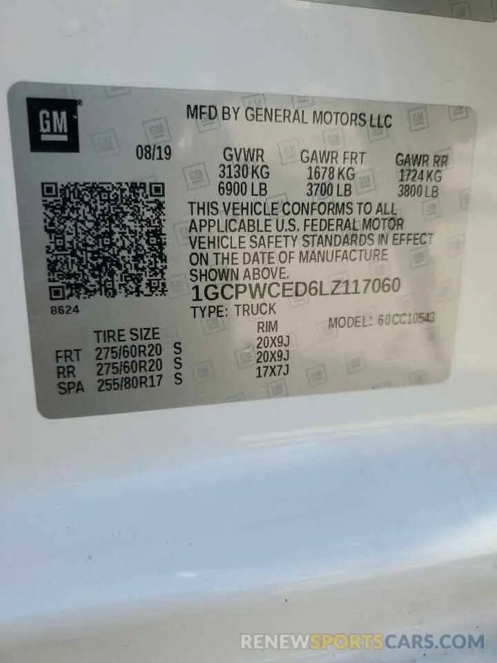 12 Photograph of a damaged car 1GCPWCED6LZ117060 CHEVROLET ALL Models 2020