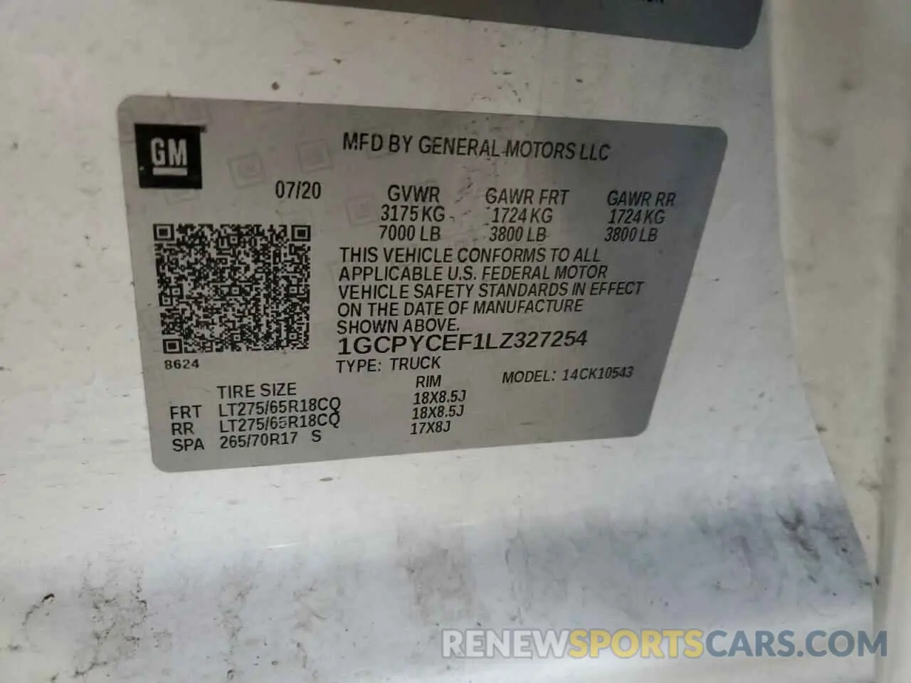 12 Photograph of a damaged car 1GCPYCEF1LZ327254 CHEVROLET ALL Models 2020