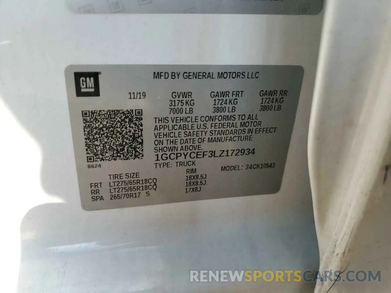 13 Photograph of a damaged car 1GCPYCEF3LZ172934 CHEVROLET ALL Models 2020
