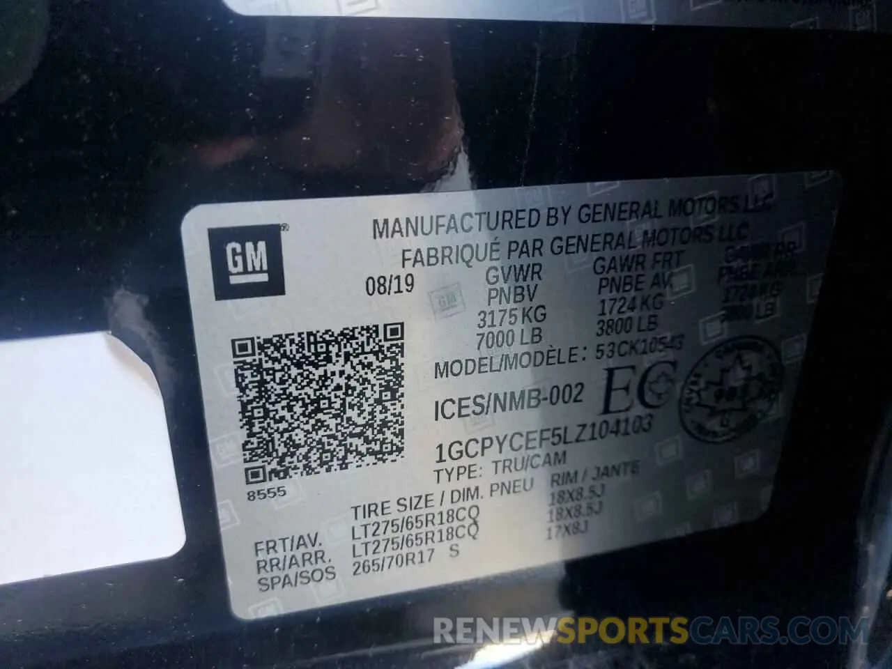 14 Photograph of a damaged car 1GCPYCEF5LZ104103 CHEVROLET ALL Models 2020