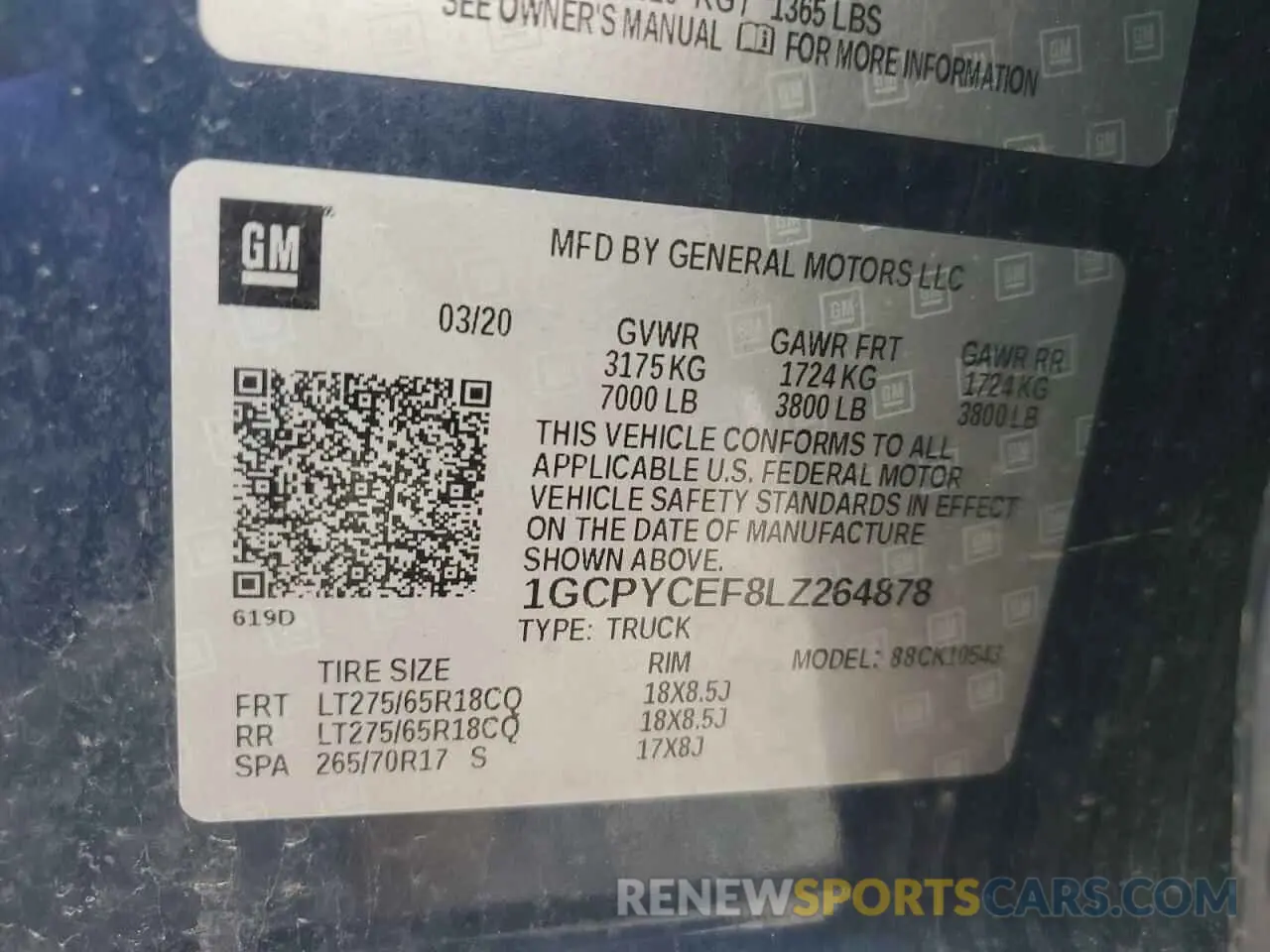 12 Photograph of a damaged car 1GCPYCEF8LZ264878 CHEVROLET ALL Models 2020