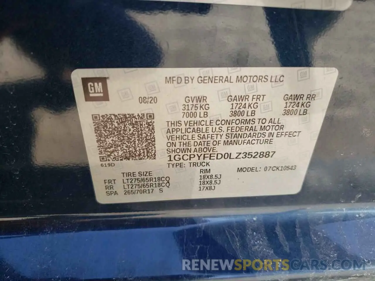 12 Photograph of a damaged car 1GCPYFED0LZ352887 CHEVROLET ALL Models 2020