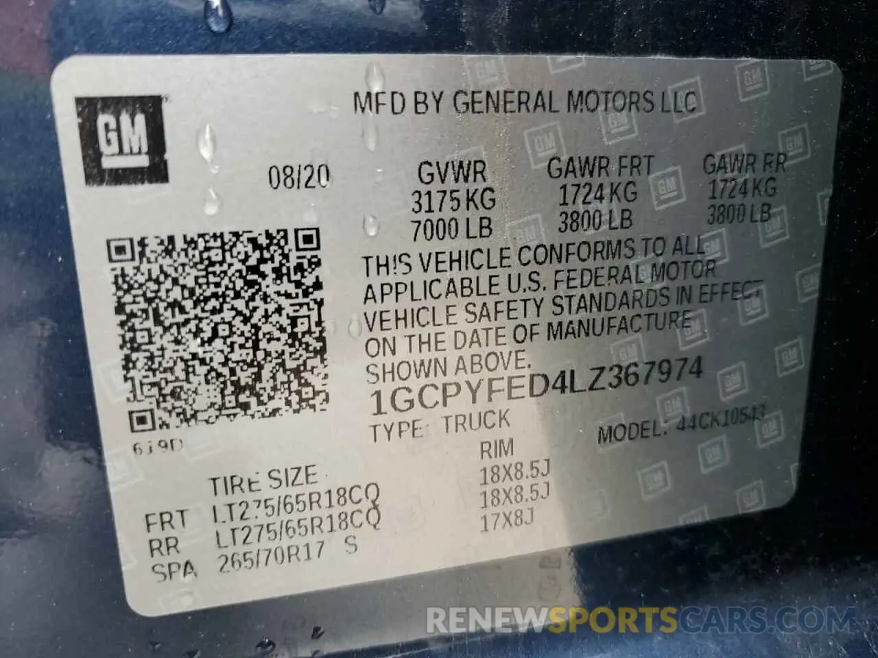 12 Photograph of a damaged car 1GCPYFED4LZ367974 CHEVROLET ALL Models 2020