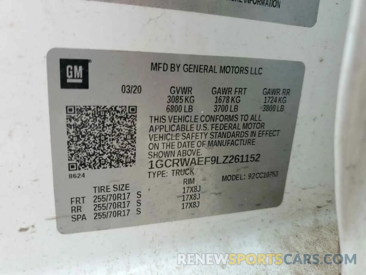 12 Photograph of a damaged car 1GCRWAEF9LZ261152 CHEVROLET ALL Models 2020