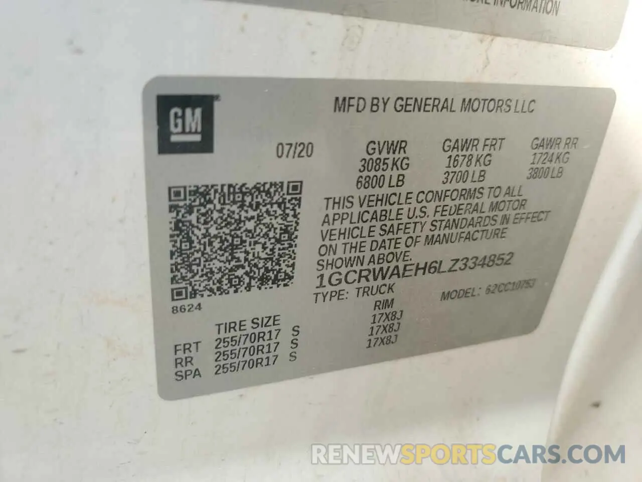 12 Photograph of a damaged car 1GCRWAEH6LZ334852 CHEVROLET ALL Models 2020