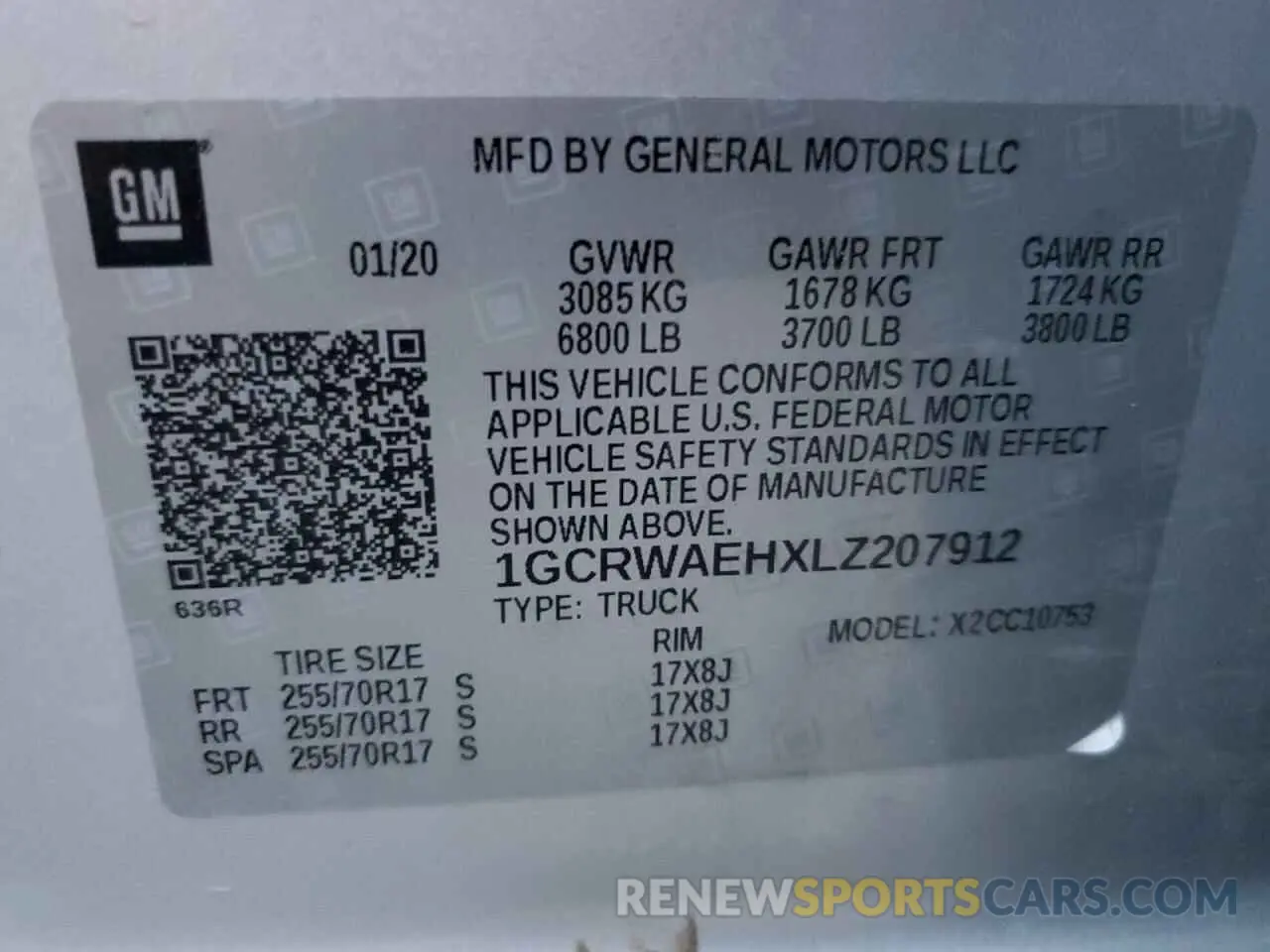 12 Photograph of a damaged car 1GCRWAEHXLZ207912 CHEVROLET ALL Models 2020