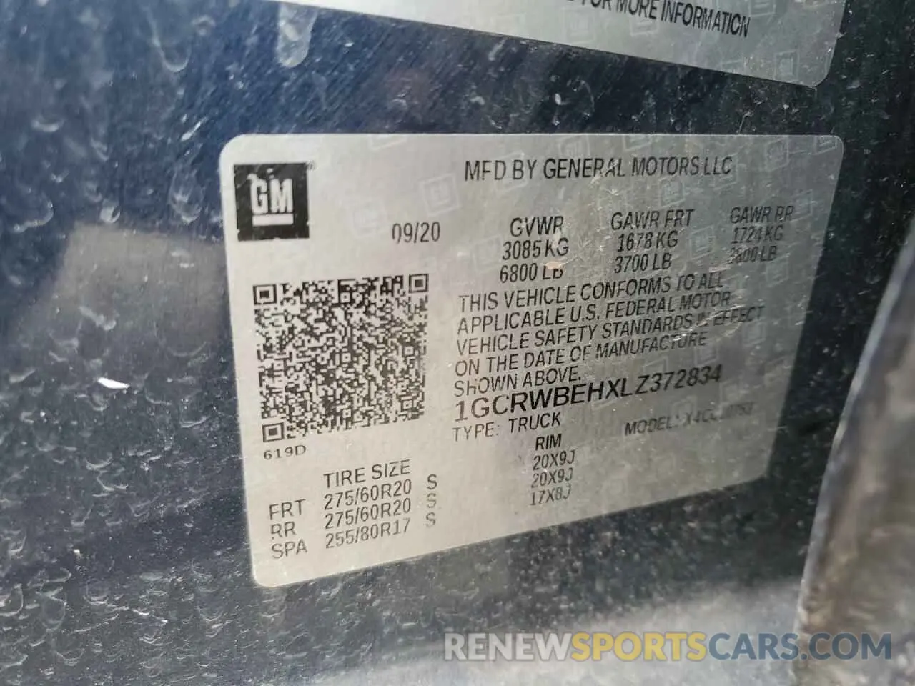 14 Photograph of a damaged car 1GCRWBEHXLZ372834 CHEVROLET ALL Models 2020