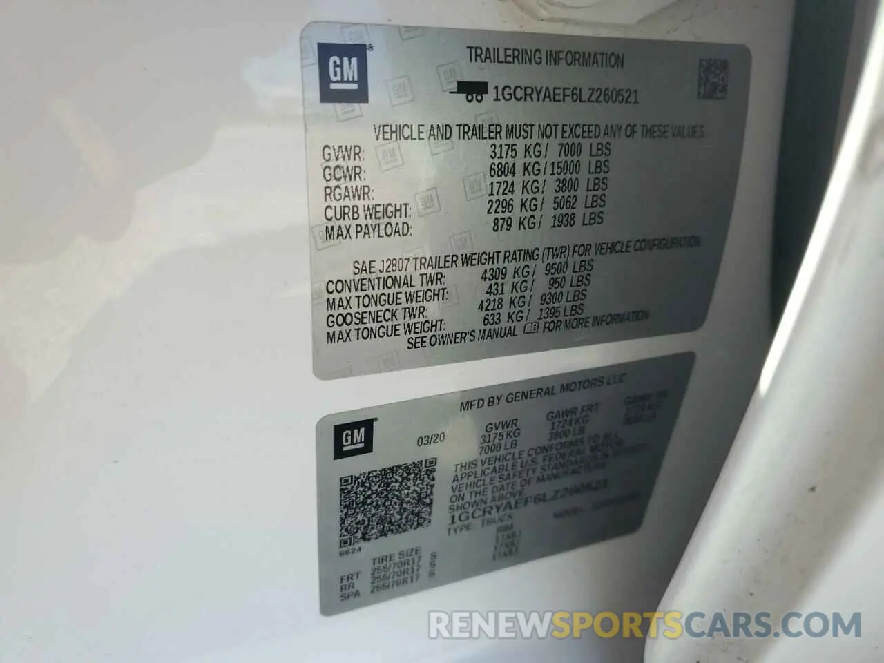 14 Photograph of a damaged car 1GCRYAEF6LZ260521 CHEVROLET ALL Models 2020