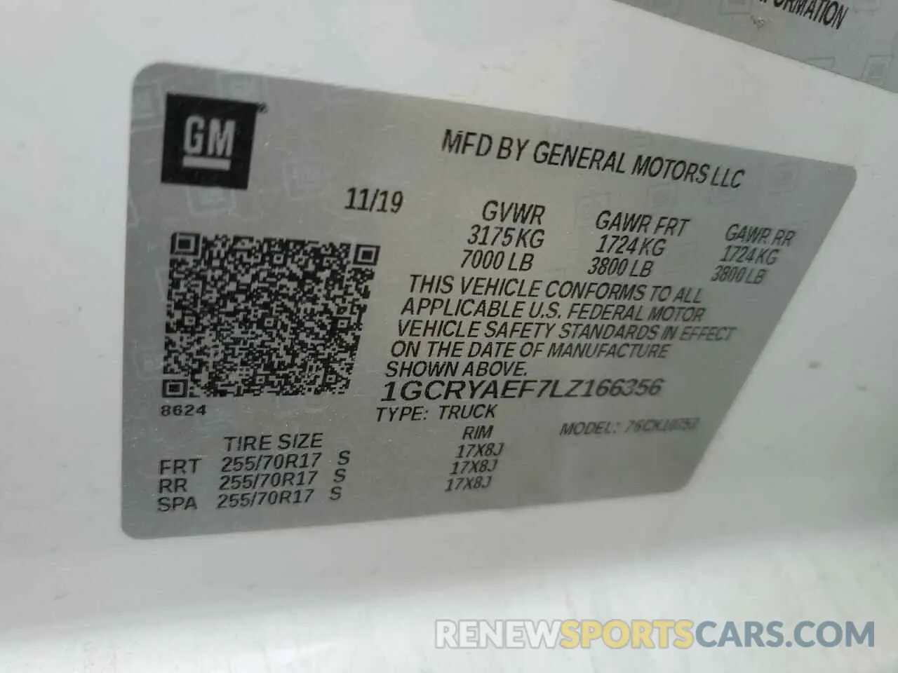 12 Photograph of a damaged car 1GCRYAEF7LZ166356 CHEVROLET ALL Models 2020