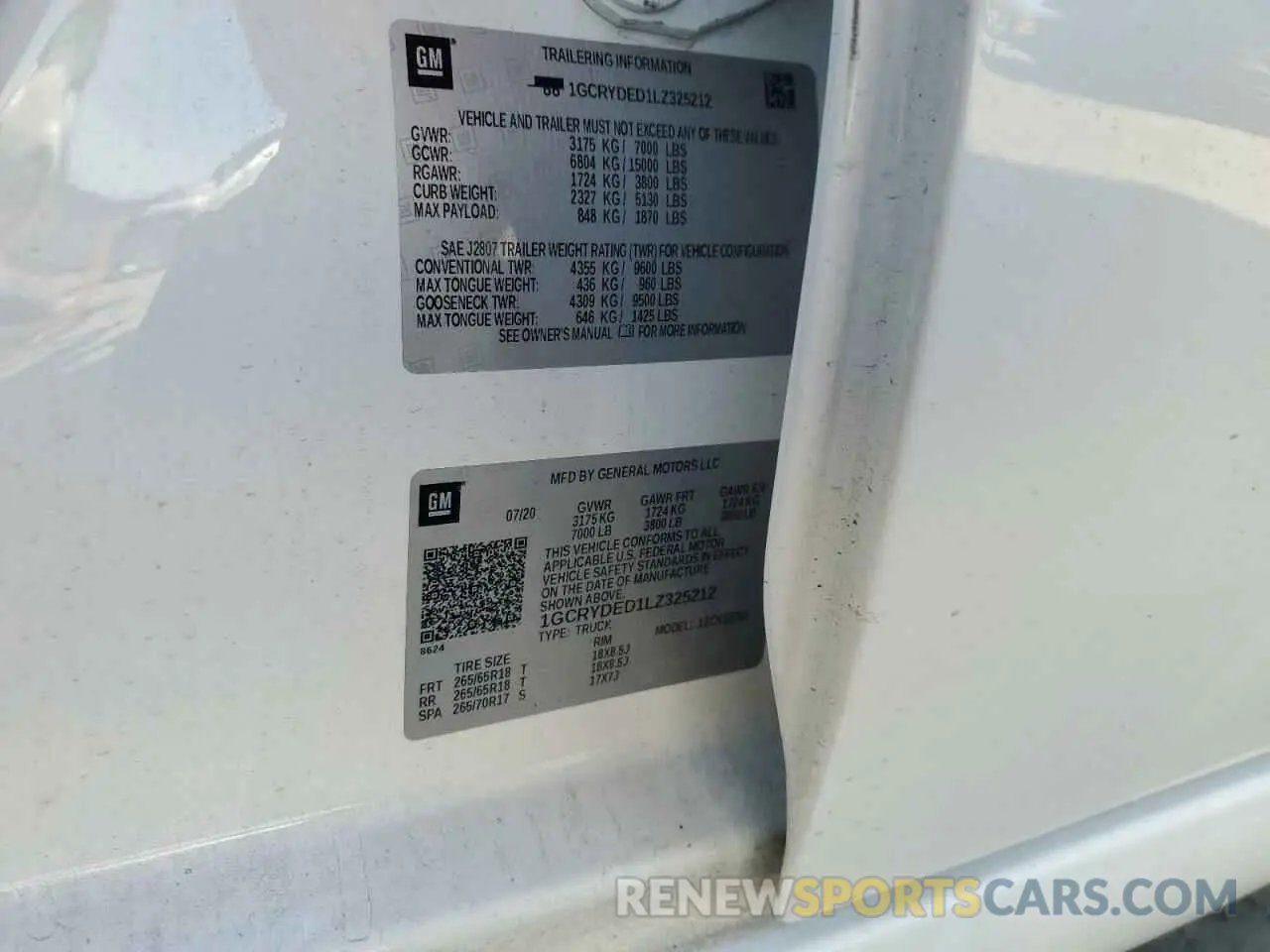 12 Photograph of a damaged car 1GCRYDED1LZ325212 CHEVROLET ALL Models 2020