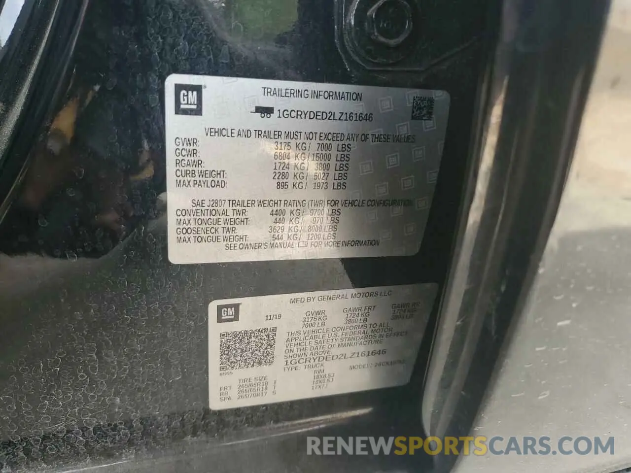 12 Photograph of a damaged car 1GCRYDED2LZ161646 CHEVROLET ALL Models 2020