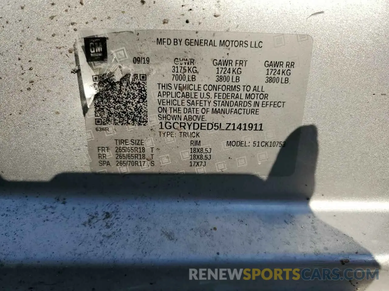 12 Photograph of a damaged car 1GCRYDED5LZ141911 CHEVROLET ALL Models 2020