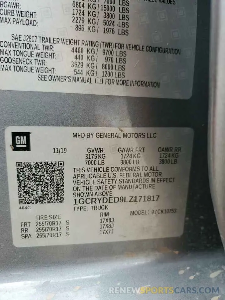 14 Photograph of a damaged car 1GCRYDED9LZ171817 CHEVROLET ALL Models 2020