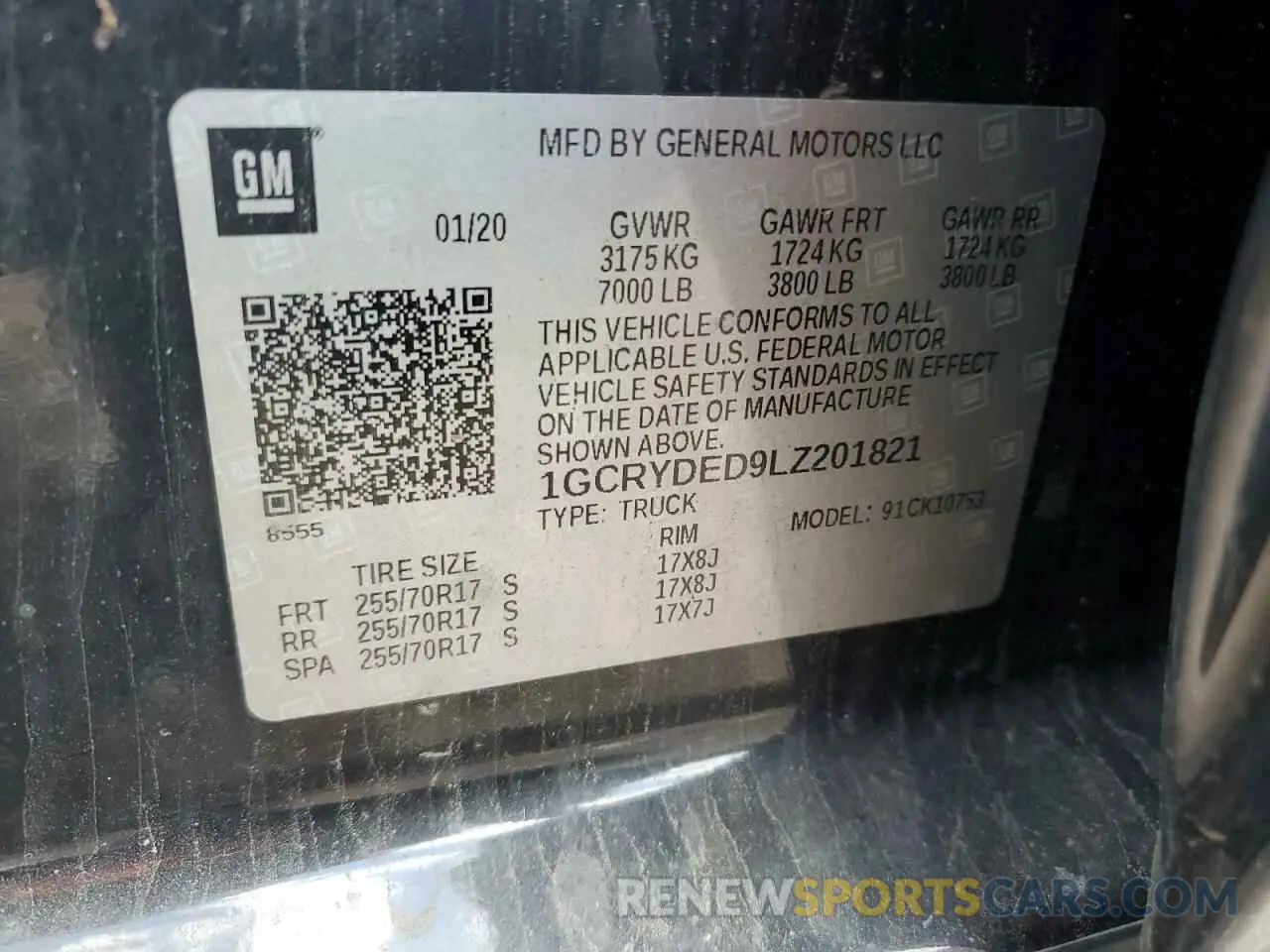 12 Photograph of a damaged car 1GCRYDED9LZ201821 CHEVROLET ALL Models 2020