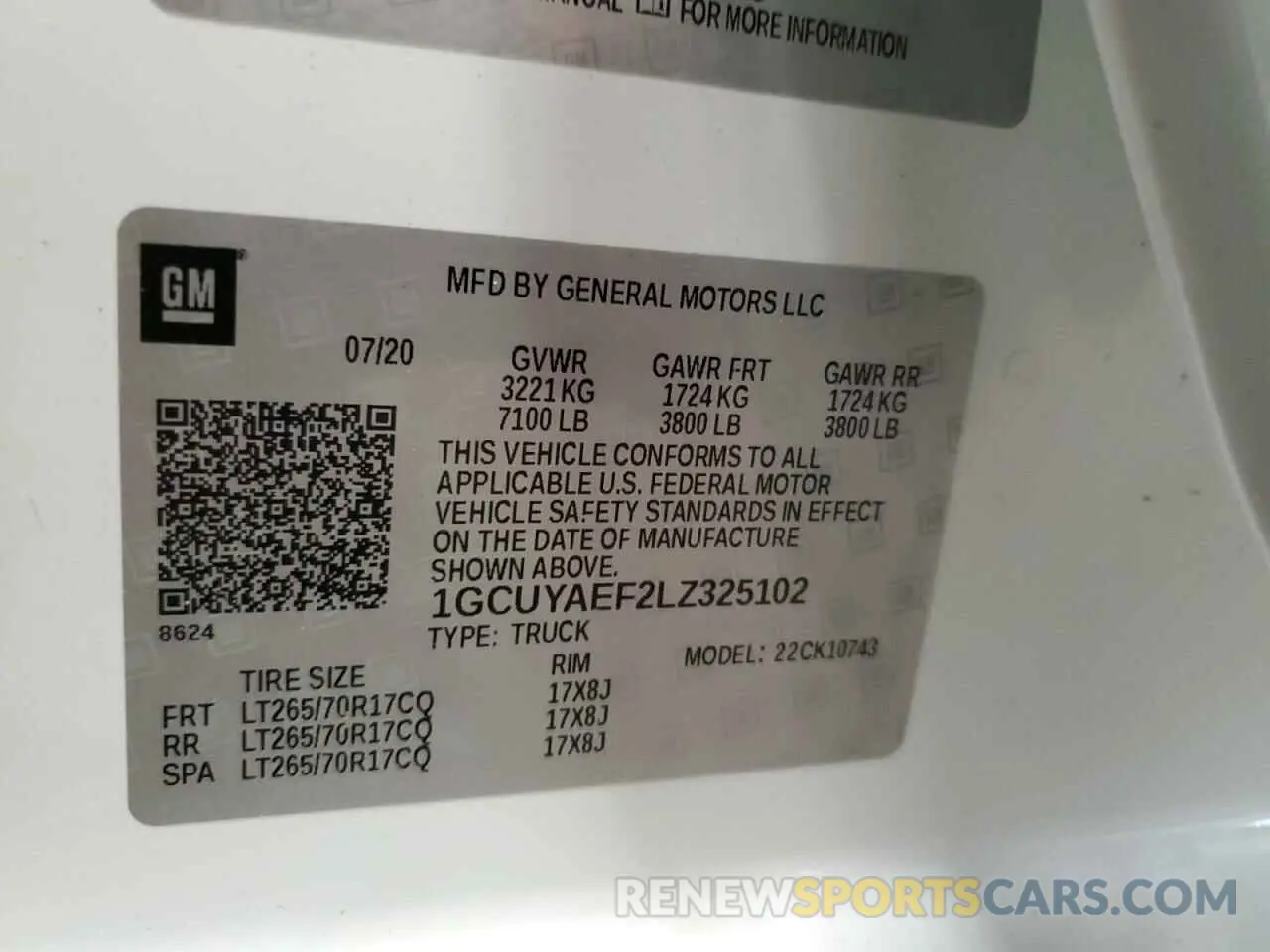 12 Photograph of a damaged car 1GCUYAEF2LZ325102 CHEVROLET ALL Models 2020