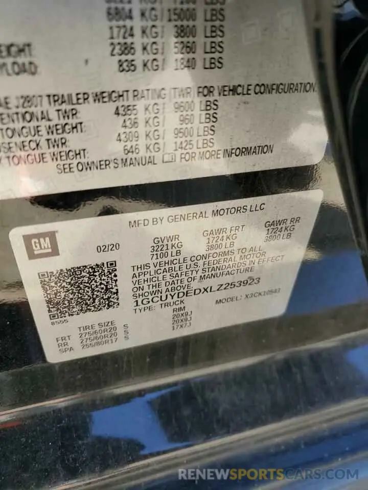14 Photograph of a damaged car 1GCUYDEDXLZ253923 CHEVROLET ALL Models 2020