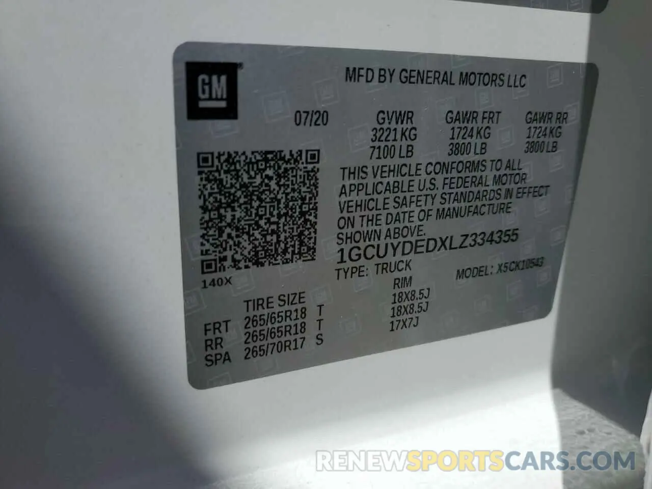 13 Photograph of a damaged car 1GCUYDEDXLZ334355 CHEVROLET ALL Models 2020
