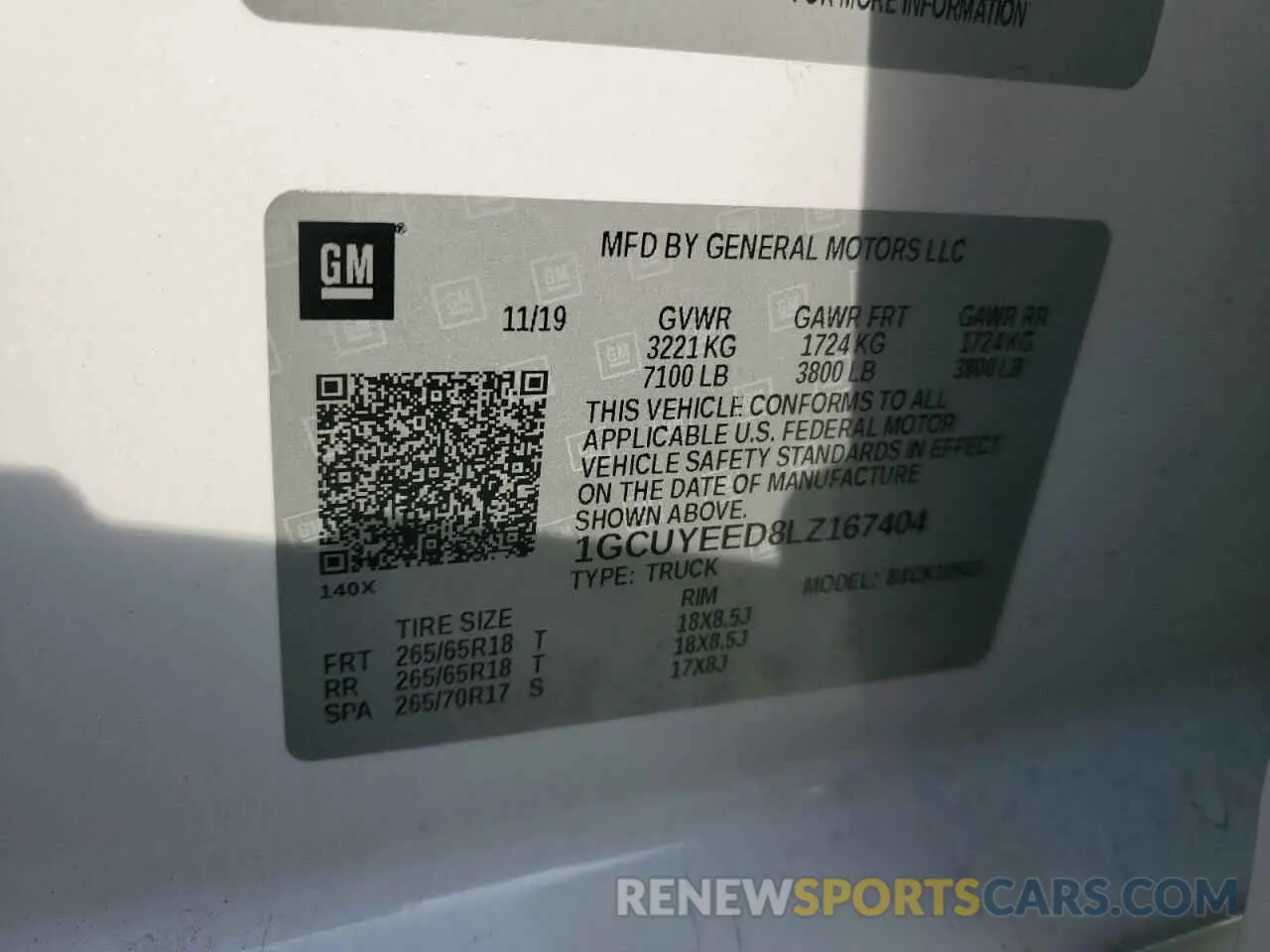12 Photograph of a damaged car 1GCUYEED8LZ167404 CHEVROLET ALL Models 2020
