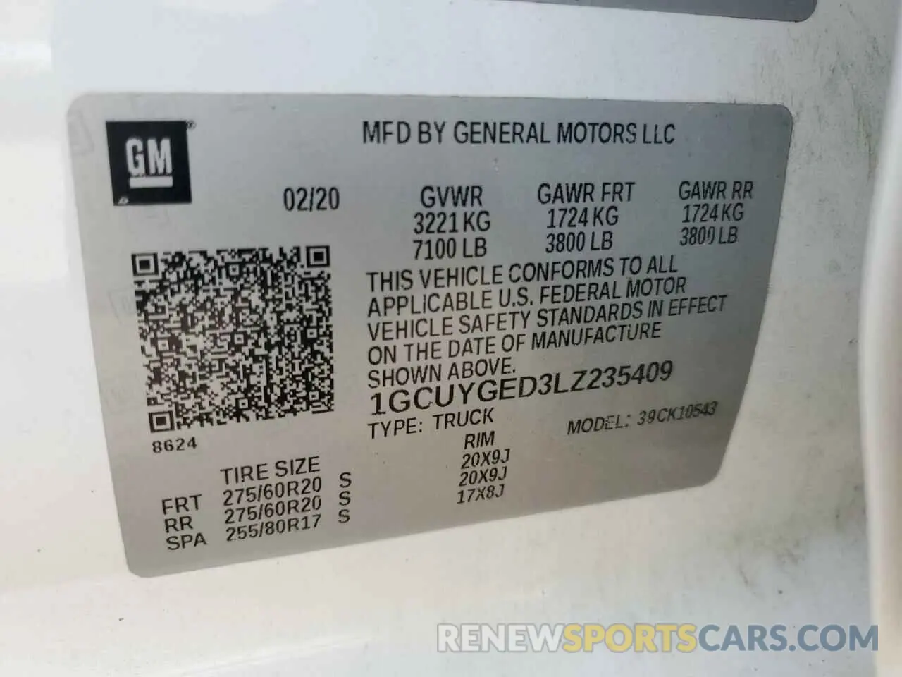 12 Photograph of a damaged car 1GCUYGED3LZ235409 CHEVROLET ALL Models 2020