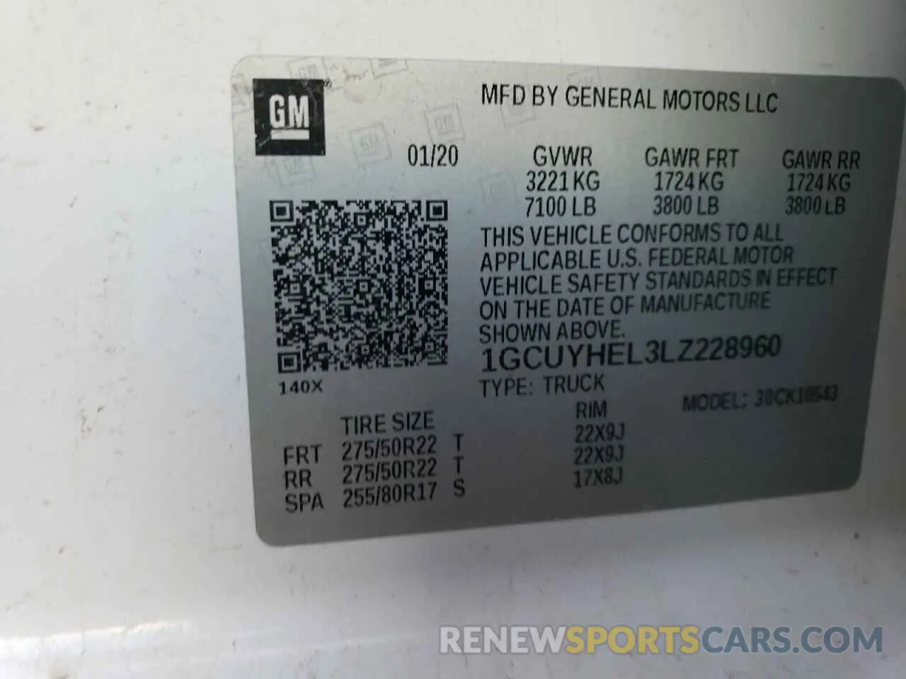 12 Photograph of a damaged car 1GCUYHEL3LZ228960 CHEVROLET ALL Models 2020