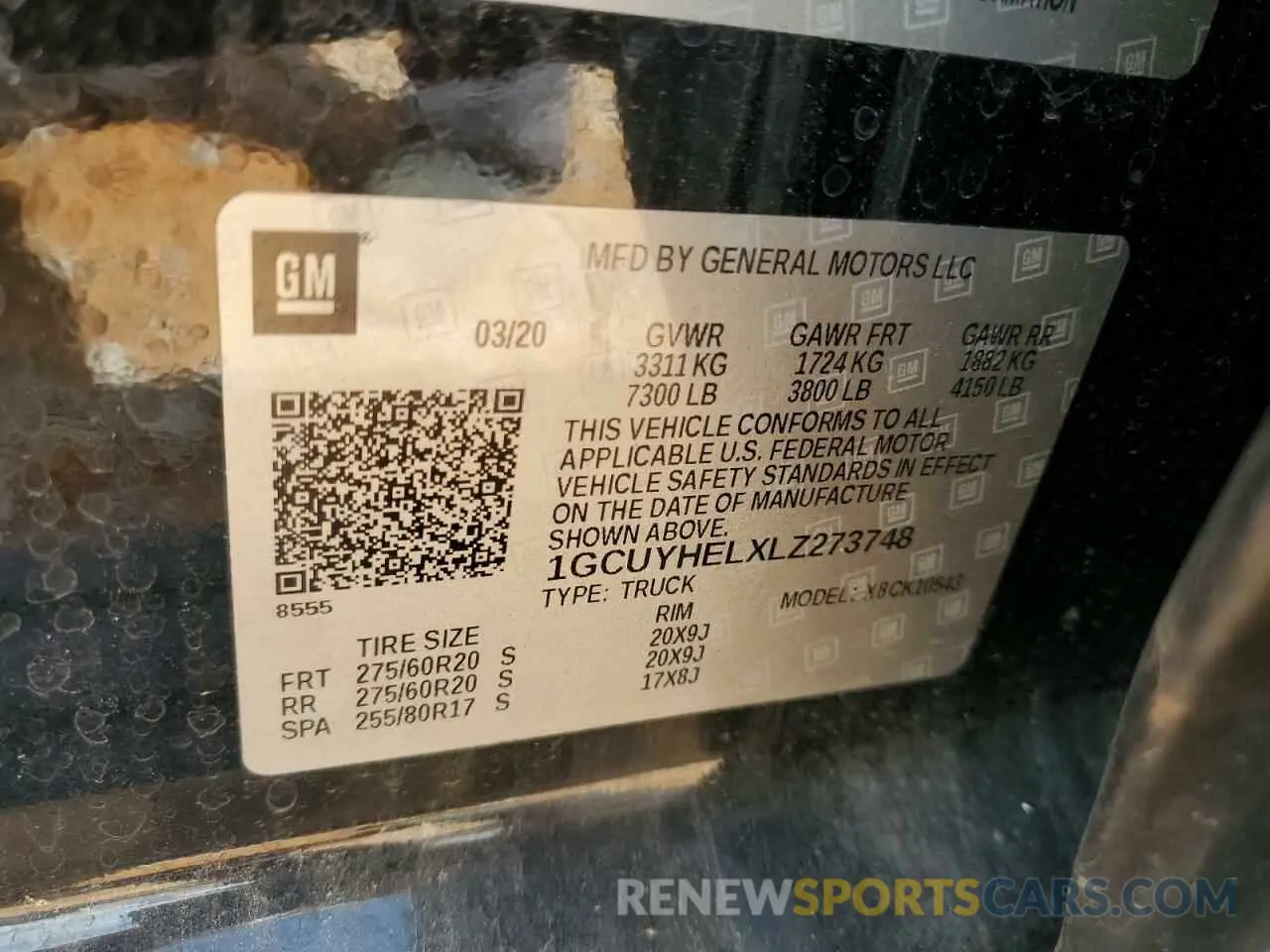 12 Photograph of a damaged car 1GCUYHELXLZ273748 CHEVROLET All Models 2020