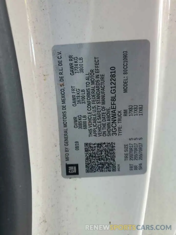 12 Photograph of a damaged car 3GCNWAEF8LG122810 CHEVROLET ALL Models 2020