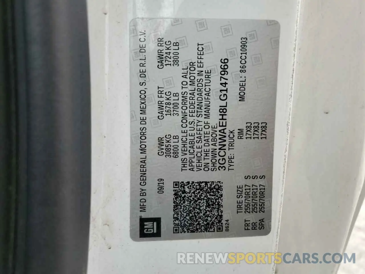 12 Photograph of a damaged car 3GCNWAEH8LG147966 CHEVROLET ALL Models 2020
