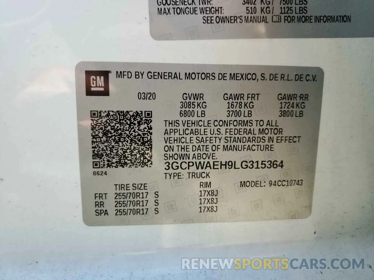 12 Photograph of a damaged car 3GCPWAEH9LG315364 CHEVROLET ALL Models 2020