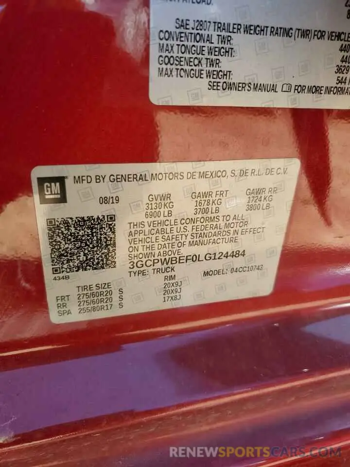 15 Photograph of a damaged car 3GCPWBEF0LG124484 CHEVROLET ALL Models 2020