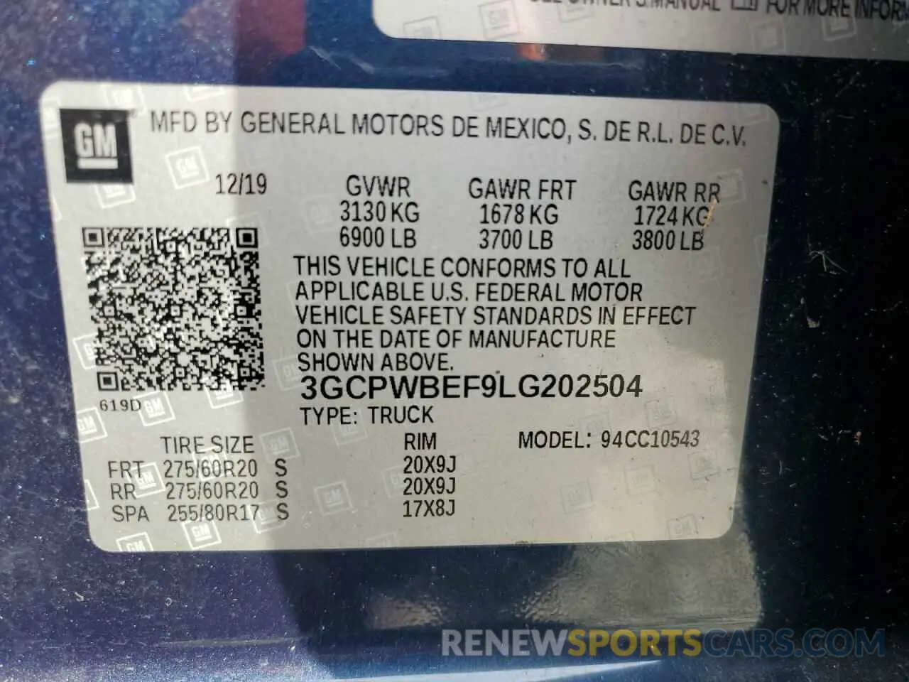 14 Photograph of a damaged car 3GCPWBEF9LG202504 CHEVROLET ALL Models 2020